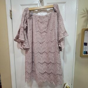 City Chic Blush Lace Dress, Size L/20